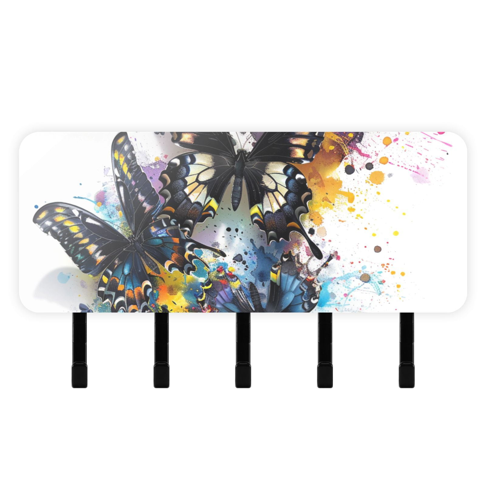 Black Butterflies Mail Holder Organizer Wall Mount with Shelf Key ...