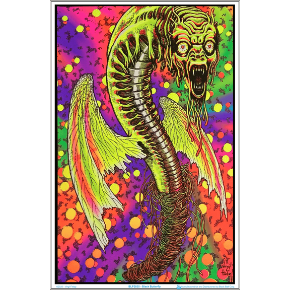 Black Butterfly Blacklight Poster - Flocked - 23" x 35"