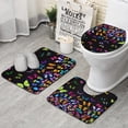 thumbnail image 1 of Black Butterfly Colorful Wings Pattern Bathroom Rugs Sets 3 Piece,Toilet Cover Set,Absorbent Non Slip Bathroom Mats Sets with U-Shaped Contour Rug Toilet Rug Set, 1 of 5