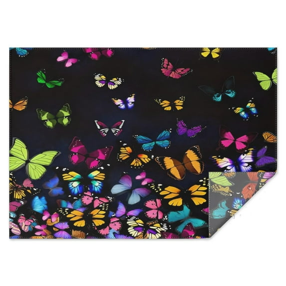 Black Butterfly Colorful Wings Pattern Rectangle Tablecloth 60"x84",Waterproof Polyester Rectangle Table Cloth, Wipeable Spillproof Polyester Tablecloth for Dining, Camping, Indoor and Outdoor
