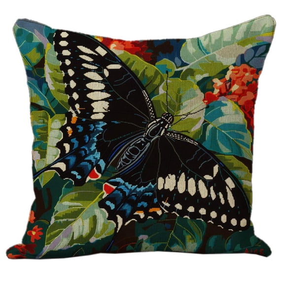 Black Butterfly on Red Flowers DIY Stamped Cross Stitch Pillow Kits Embroidery Pillowcase 11CT Counted Needlepoint Handmade Cushion Cover Home Sofa Christmas Decoration 18x18in(4)