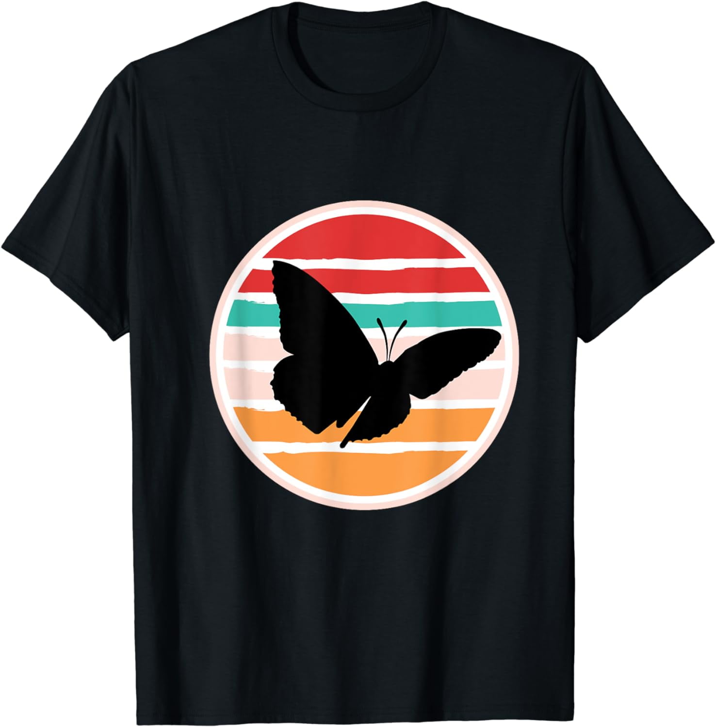 Black Butterfly: Retro, Sunset T-Shirt mens t hirt men，black，women ...