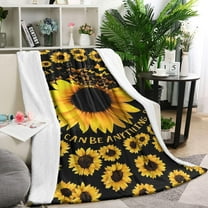 Black Butterfly Sunflower Pattern Blanket,Comfortable Soft Flannel Throw Blanket,All Season,Warm Lightweight Blankets for Sofa Bed Couch Living Room Chair,40"x50"