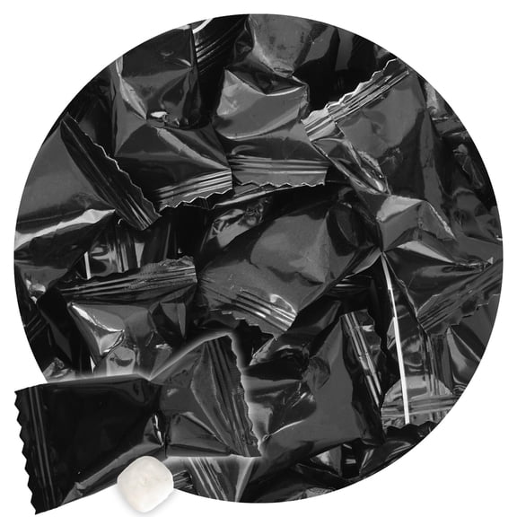 Black Buttermints, 13 Ounce Bulk Bag, After Dinner Mints, Approximately 90 Pieces, Butter Mints Individually Wrapped, Black Candy