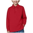 thumbnail image 1 of Black Button Up Shirt Boys Boys Shirts Size 6 Polo School Uniform Shirt with Long Sleeves for Boys and Girls Kids Collared Polo Golf Shirts Red 9-10 Years, 1 of 5