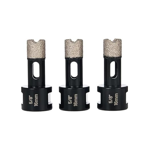 Black CANYON 5/8" Diamond Hole Saw, Vacuum Brazed Diamond Core Drill Bit for Porcelain Tile, Ceramic Tile, Granite, Marble, Quartz Stone & Glass, 16mm Hole Saw for Dry Drilling, 3 Pack