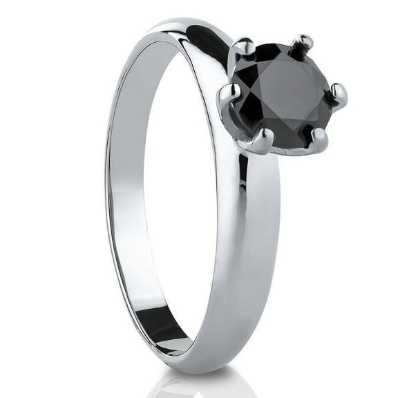 Black CZ Wedding Ring - Solitaire Wedding Ring - Titanium Wedding Ring - Ladies Ring, 6