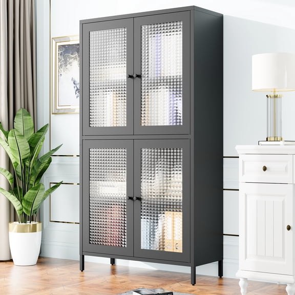 Black Cabinet - Adjustable Shelves for Flexibility - In Office - Customizable Storage