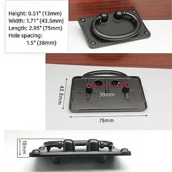 Black Cabinet Drawer Pulls 1.5 Inch Hole Spacing Pitch American Style Minimalist Drawer Pull, Zinc Alloy Cabinet Hardware for Kitchen and Bathroom Cabinets, Overall Drawer Pulls (1