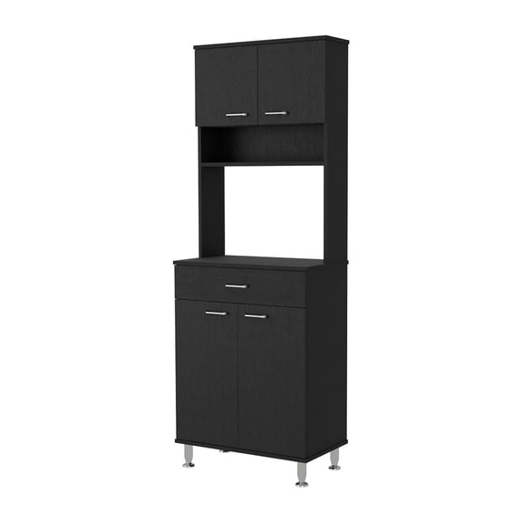 Black Cabinet with Interior Shelves and Spice Shelf | For Kitchen Spice and Item Storage | Enhances Kitchen Storage Efficiency