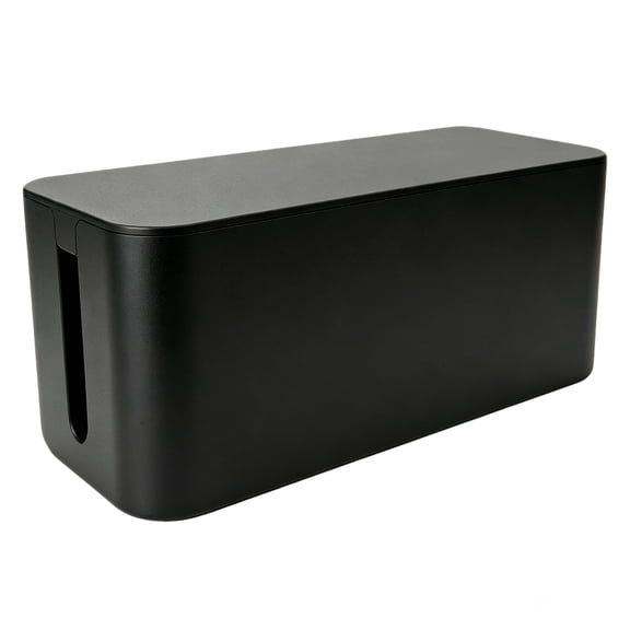 Black Cable Management Box, Plastic Cord Organizer for Power Strip, Desk Cable Holder