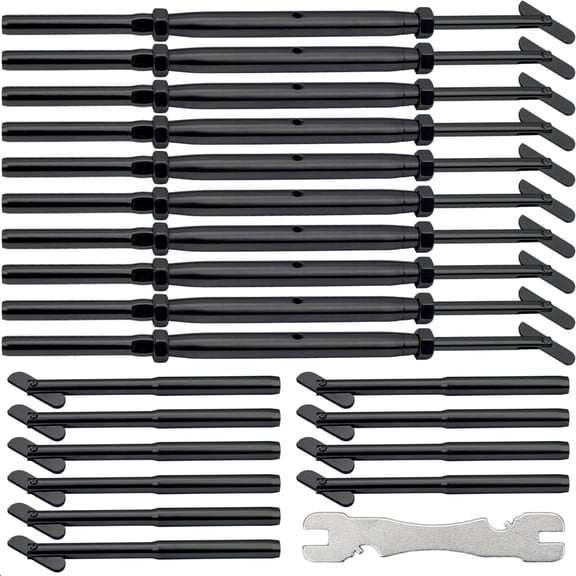 Black Cable Railing Hardware Kit, for 3/16" Cable Railing System for Metal Posts, Stainless Steel Drop Pin Turnbuckle 10 Pairs