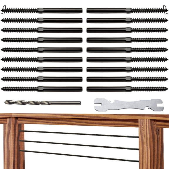Black Cable Railing Hardware Kit, for 3/16" Cable Railing System for Wood Posts, Stainless Steel Swage Lag Screws Left & Right 10 Pairs