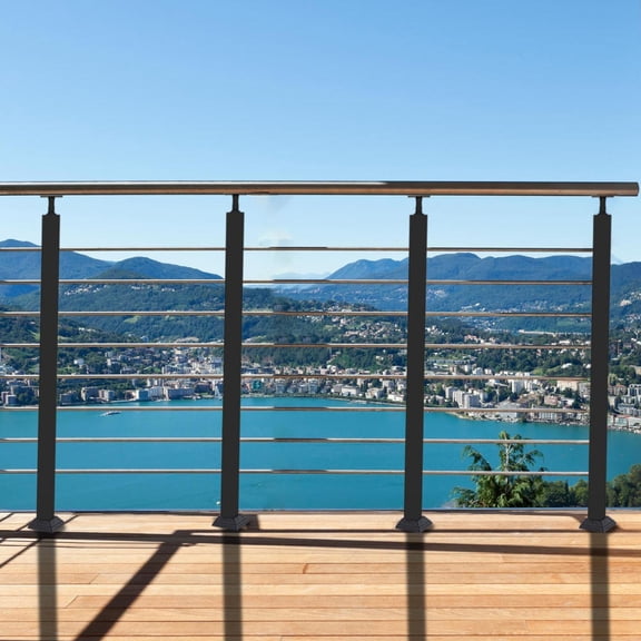 Black Cable Railing Kit 42 Inch 4 Level Post Kit Complete Set Cable Railing System for Decks Length Adjustable Easy DIY with Paper User Guide (No Handrail)