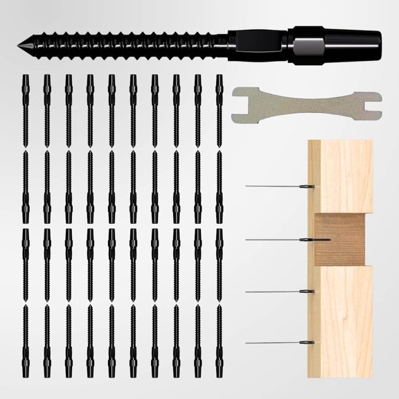 Black Cable Railing Kit, Invisible Crimp Fitting Hardware, Right & Left Handed Thread Swage Lag Screws for Wood Post, T316 Steel Railing System, HF016BL