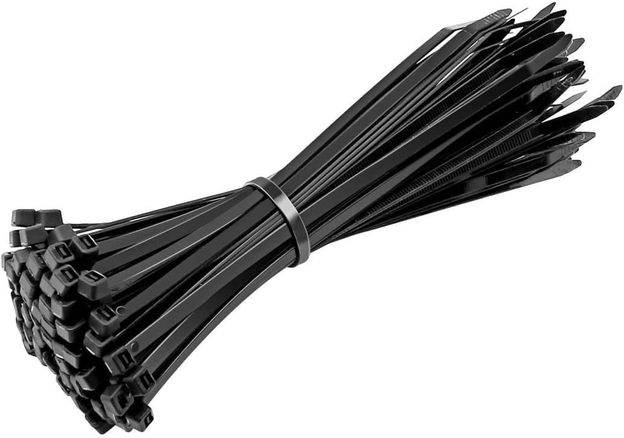 Black Cable Ties, 200mm x 3.6mm, Pack of 100, Premium Nylon Zip Ties