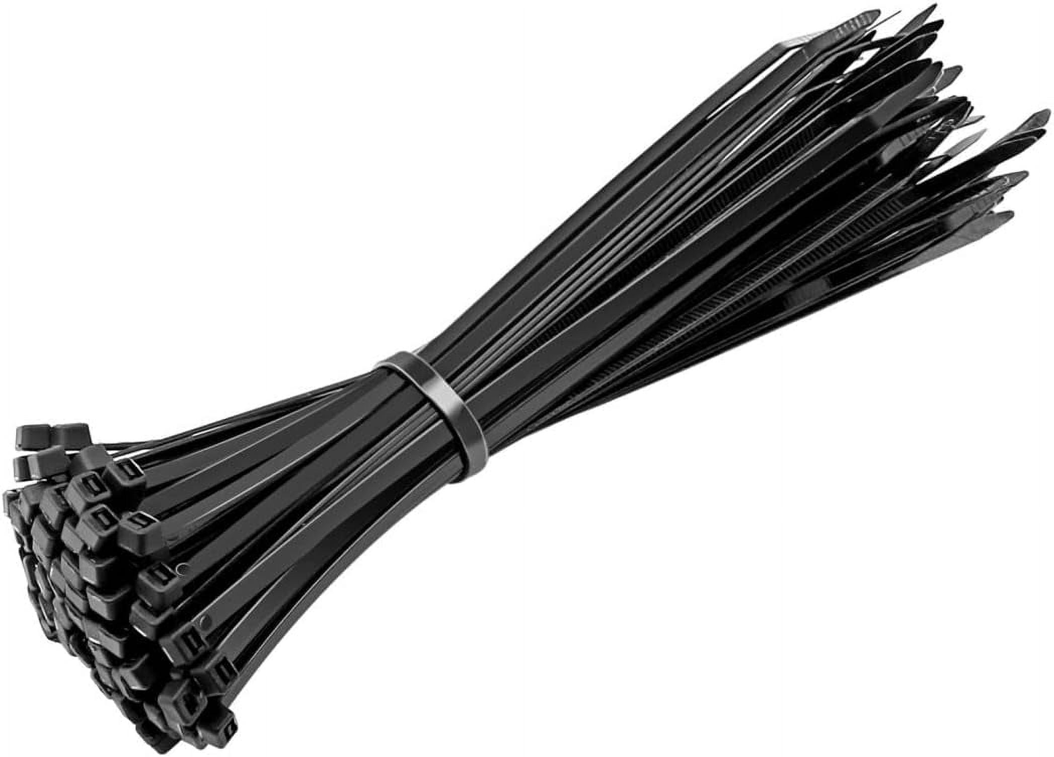 Black Cable Ties, 300mm x 4.8mm, Pack of 100, Premium Nylon Zip Ties