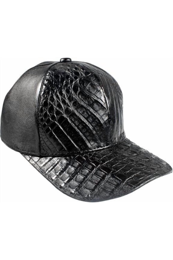 Black Caiman Crocodile Alligator Belly Cap Genuine Adjustable Closure Handmade