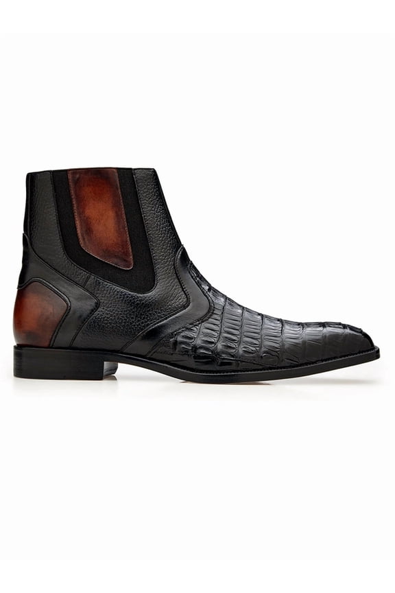Black Caiman Crocodile Italian Leather Monte Shoe 13