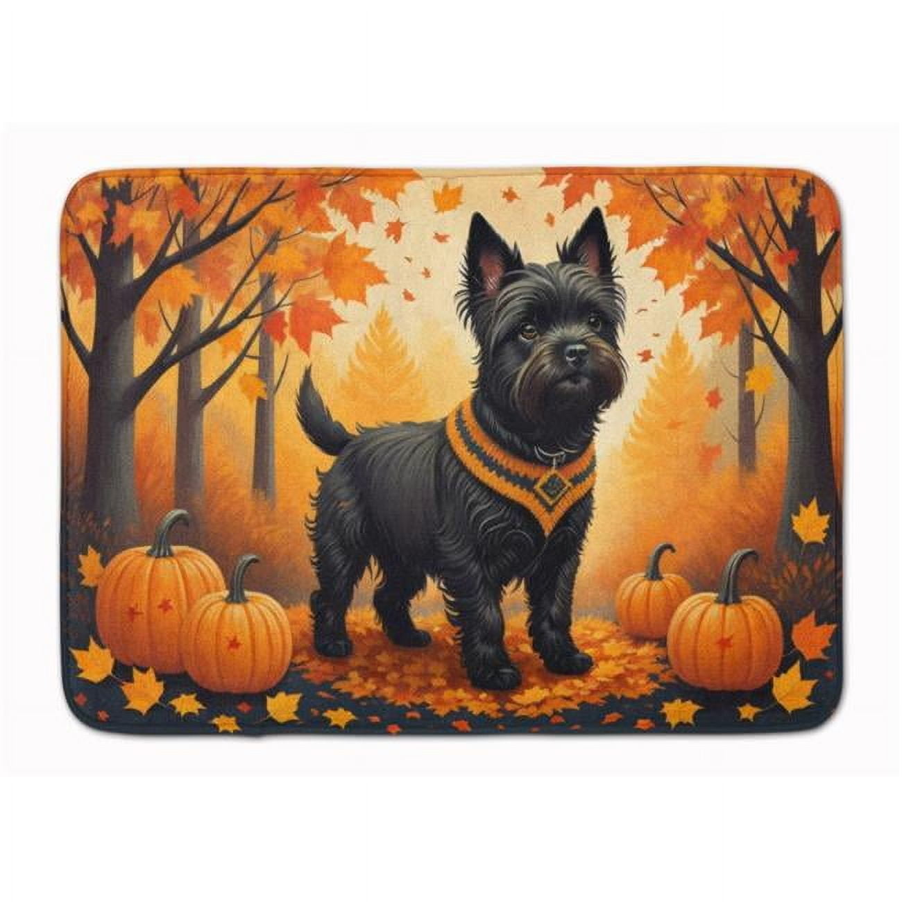 Black Cairn Terrier Fall Memory Foam Kitchen Mat 27 in x 19 in