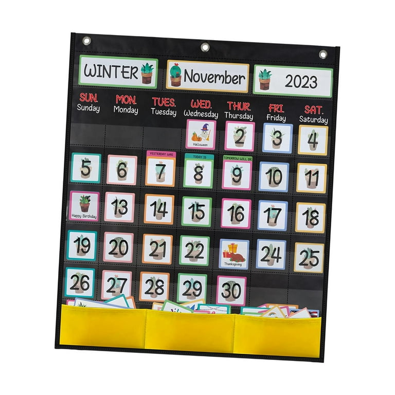 Black calendar pocket chart, teaching calendar, 51cmx60cm, monthly complete  education wall calendar, classroom organized chart for homeschool -  walmart.com