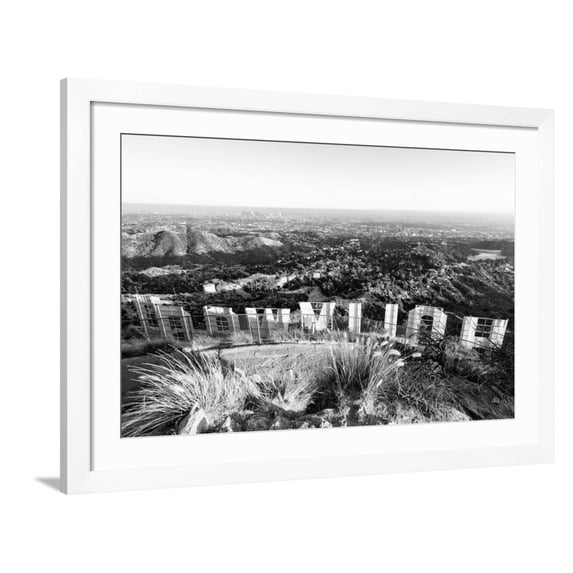 Black California Series - Back Hollywood Sign Framed Photographic Print by Philippe Hugonnard, 36" x 24", Sold by Art.com