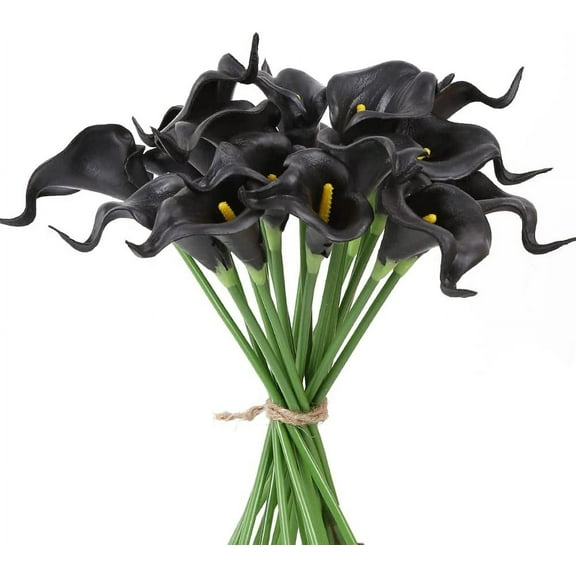 Black Calla Lily Flowers Artificial for Decorations Black Fake Flowers Calla Lily Bouquet for Wedding Centerpieces Flower DIY Floral Decor Home Decoration (Black)
