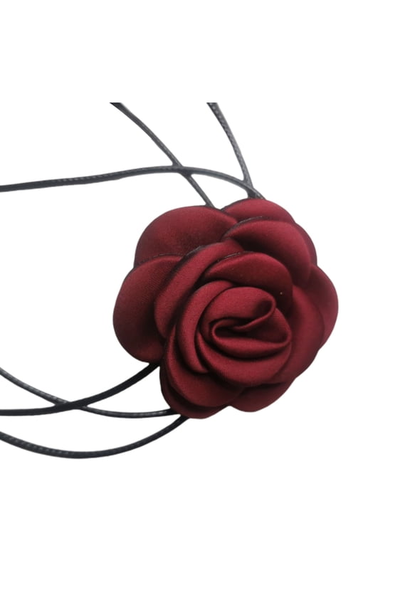 Black Camellia Collar Choker Chain Gothic Rope Choker Necklace Pom Vampire-Choker for Women and