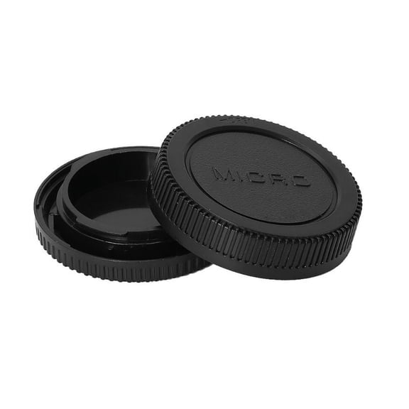 Black Camera Body Cap and Rear Lens Cover Cap for Olympus for Panasonic Micro 4/
