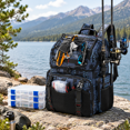 Black Camo Fishing Tackle Backpack with 4 Tackle Boxes, Rod Holders ...