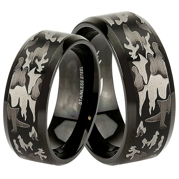 LaRaso & Co Camo Camouflage Wedding Band Rings for Him Her Men Women Couples 11/12