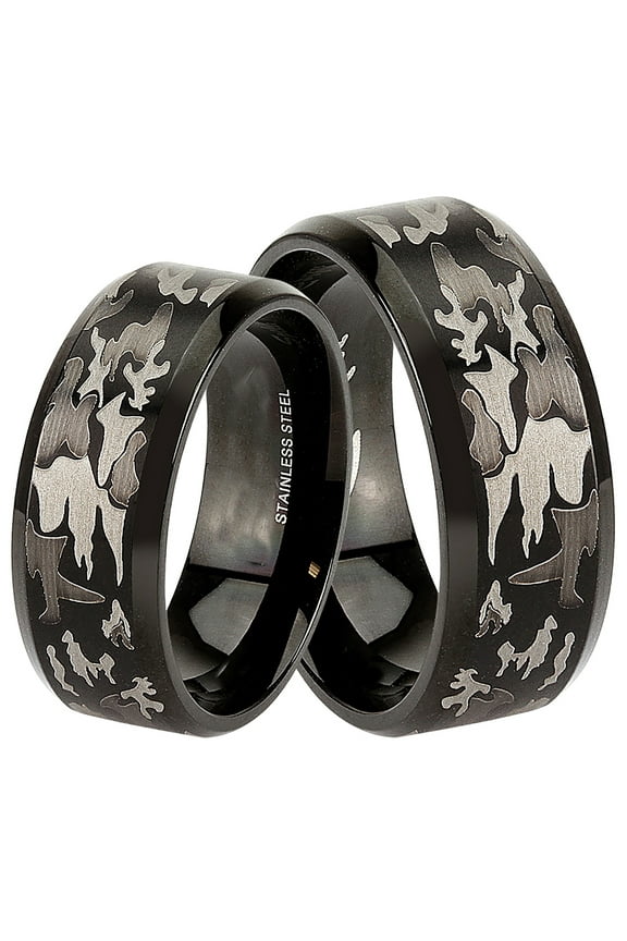 Camo Camouflage Wedding Band Rings for Him Her Men Women Couples 13/10