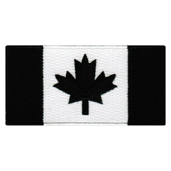 Black Canada Flag Embroidered Iron-on Patch