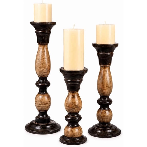Natural Candle Holder Brown Wood Candle Holder Beautiful Candle Holder Tall Candle HoldersFarmhouse Candle Holder Set of 3