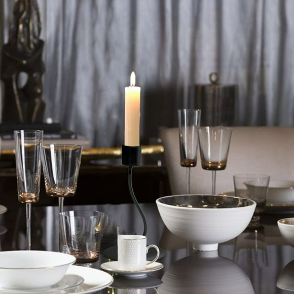 Black Candle Holders, Candlestick Holders for Tapered Candles, Metal Minimalist Decor Candelabra for Wedding, Dinning, Party, Fits Pillar Candle &Led Candles