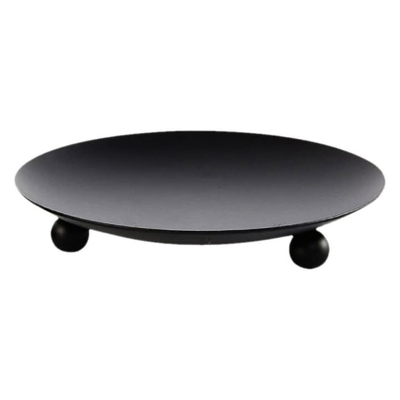 Black Candle Holders for Pillar Candles Premium Metal Candle Plates Candle Stand for LED or Wax Candles, Decorative Pillar Candle Holder Dish for Table Centerpiece
