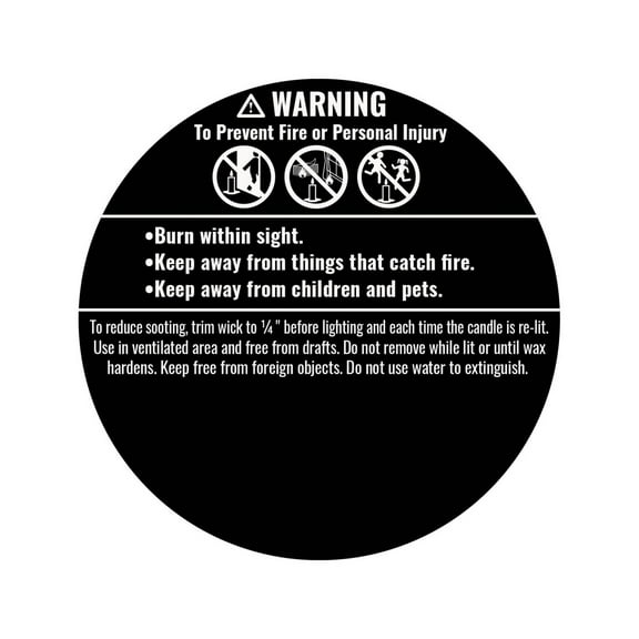 Black Candle Warning Labels 1 Roll (2,500 each) Candle Safety Labels Candle Jar Container Stickers for Candle Making DIY Candle Jars FREE SHIPPING