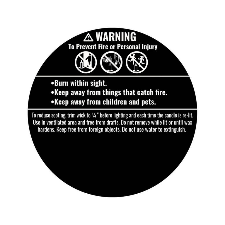 Black Candle Warning Labels 1 Roll (2,500 each) Candle Safety Labels Candle  Jar Container Stickers for Candle Making DIY Candle Jars FREE SHIPPING