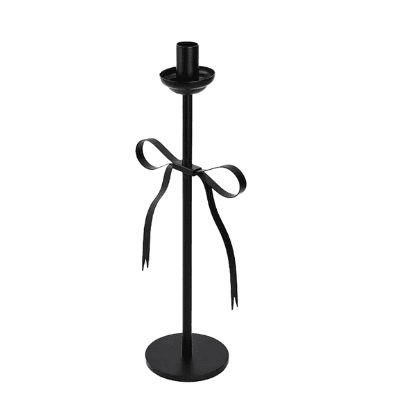 Black Candlestick, Modern Taper Candle Holder for Dining Table Center Decoration, 14.7 Inch Height