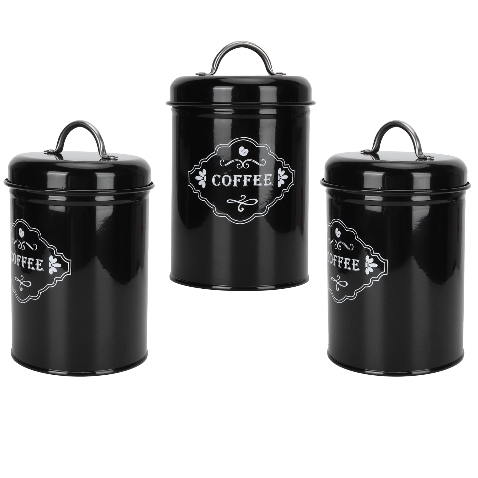 Black Canisters Sets For The Kitchen, Airtight Kitchen Canisters For