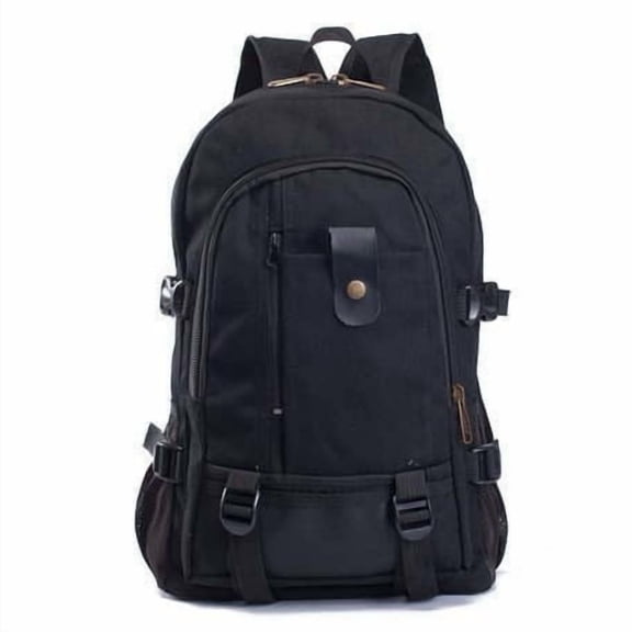 Black Canvas Backpack For Men With Leisure Travel And School Features With Durable Material