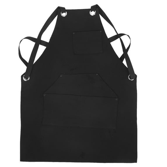 Black Canvas Garden Apron with Multiple Pockets for Tool Storage - Perfect for Outdoor Work