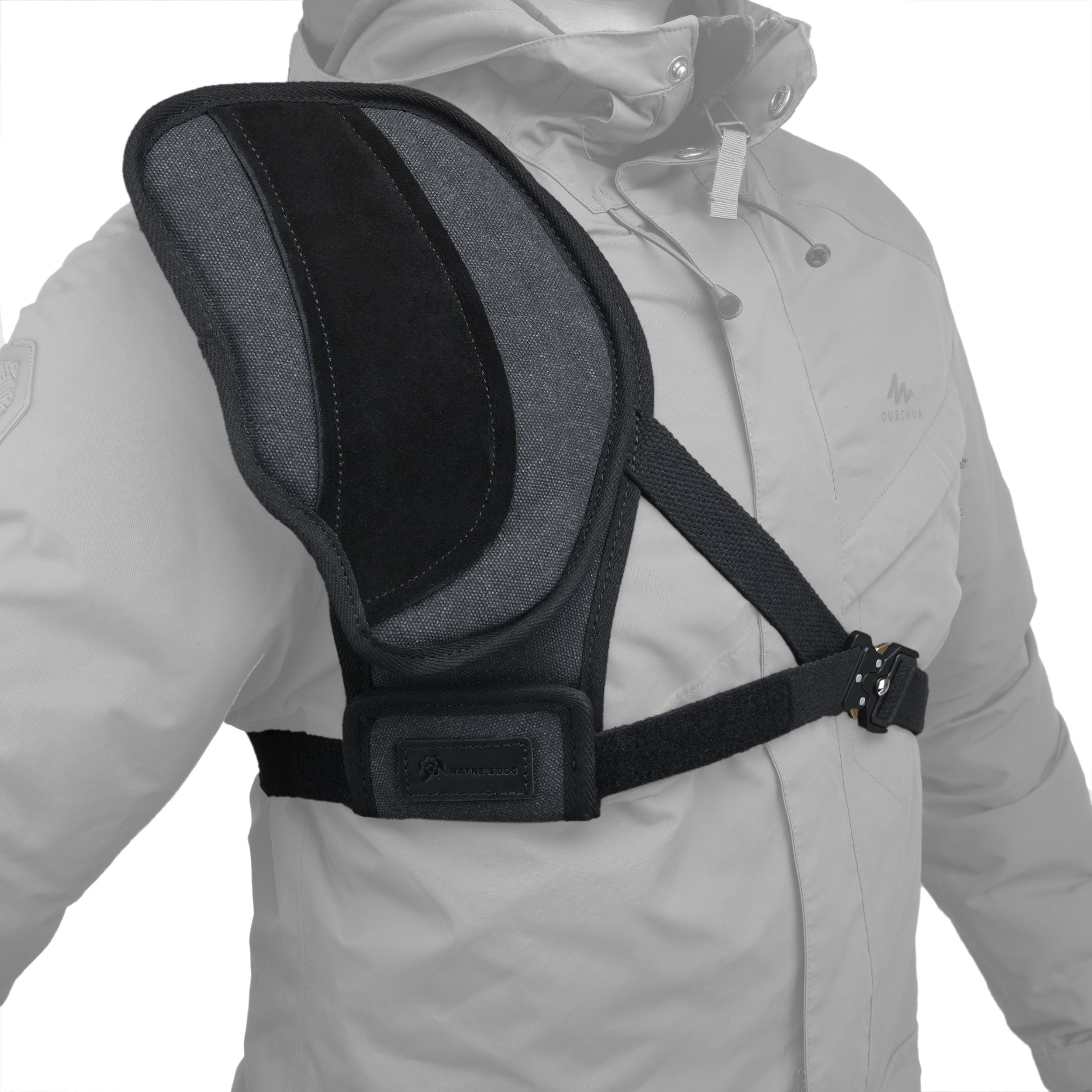 Black Canvas Leather Shooting Right Shoulder Recoil Pad , Shoulder Shield Protection for Right Chest