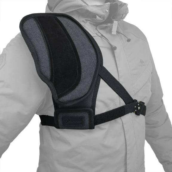 Black Canvas Leather Shooting Right Shoulder Recoil Pad , Shoulder Shield Protection for Right Chest