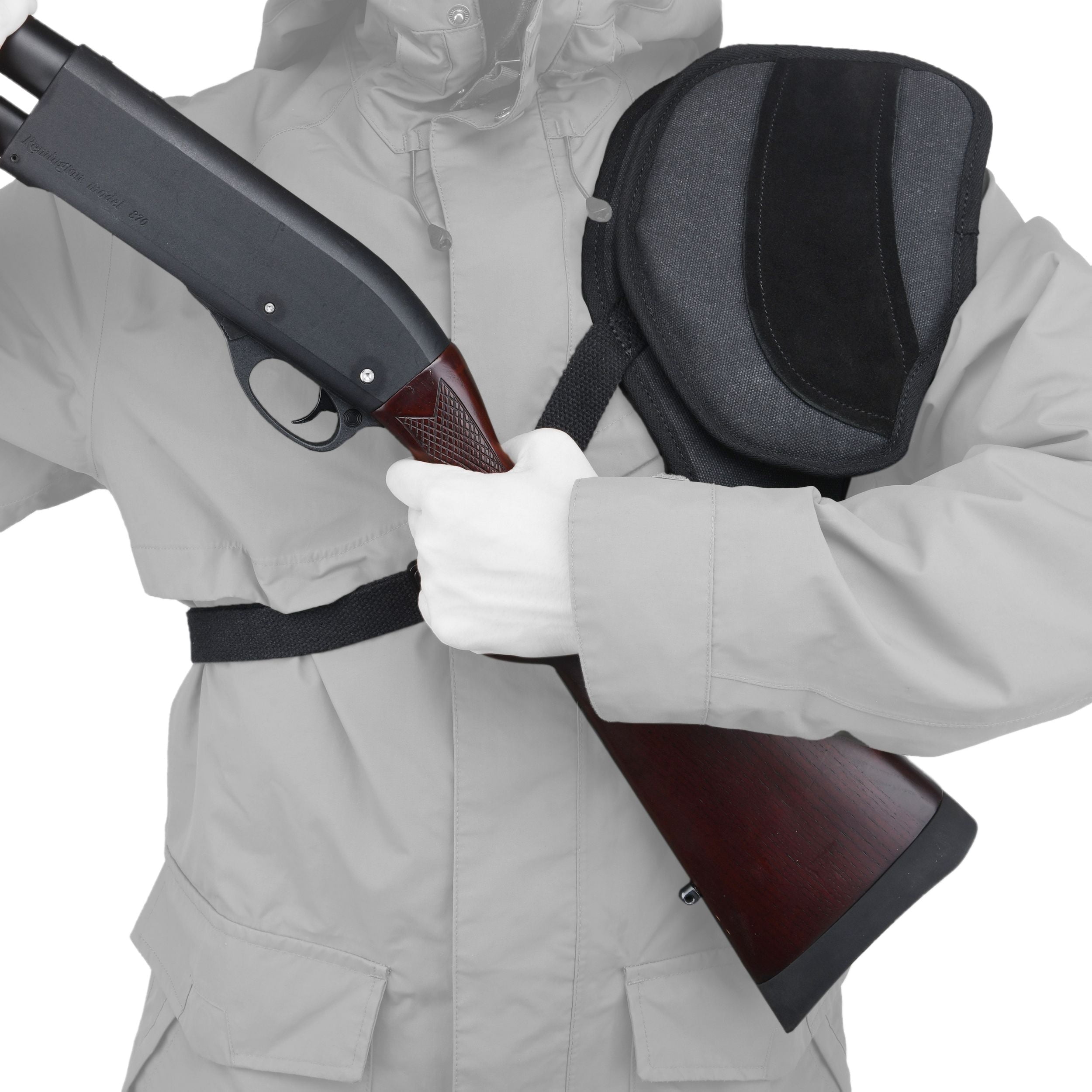 Black Canvas Shooting Left Shoulder Recoil Pad , Shoulder Shield Protection for Left Chest