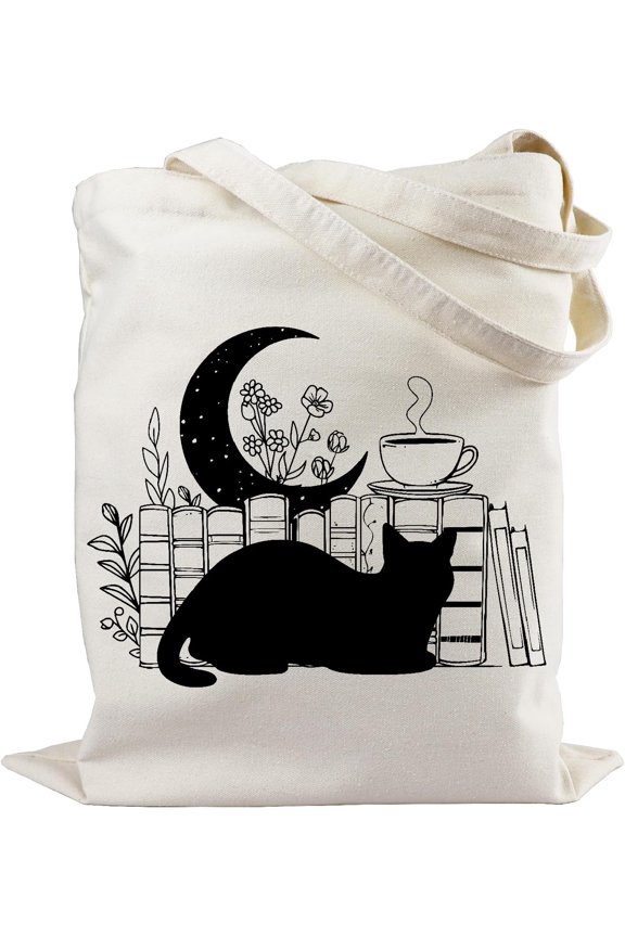 Black Canvas Tote Bag with Pocket, Grocery Bag for Shopping, Gifts for Women Birthday