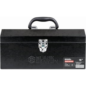 Black Canyon 16 inch Tool Box, Metal Tool Box, 0.8mm Carbon Steel, Portable&Padlockable, 4 Non-Slip Foot Pads, Ideal for Trailer, Mechanic, DIY-ers, Car Toolbox, Workshops, Garages, Repair Shops