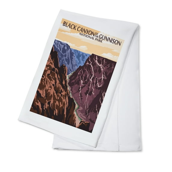 Black Canyon of the Gunnison National Park, Colorado, River and Cliffs, Painterly Series (100% Cotton Tea Towel, Decorative Hand Towel, Kitchen and Home)