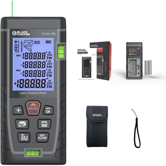 Black Canyon Laser Measuring Tool, 165ft High Accuracy 1/16" (2mm) Laser Measure with Multi-Mode, Self-Calibration, Backlight & 99 Memory, AAA Battery Operated for Indoor/Outdoor Use