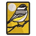 thumbnail image 1 of Black-Capped Chickadee Bird on Branch Applique Multi-Color Embroidered Iron-On Patch - 3.5 Inch Large, 1 of 5